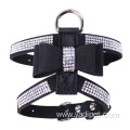 Shiny hot diamond bowknot pet water drill dog chest strap suede microfiber dog pet harness accessories safety dog